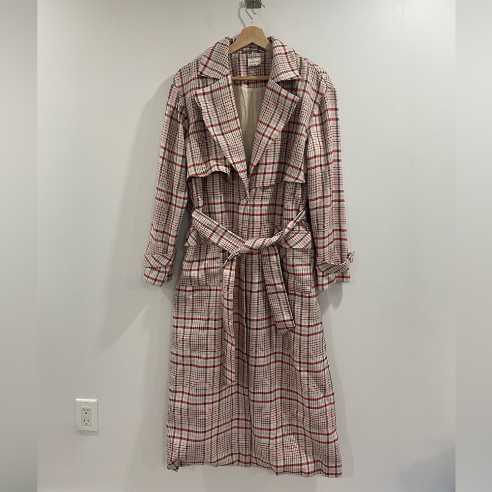 Song of Style Ginny Trench Coat in Plaid Multi Size Small